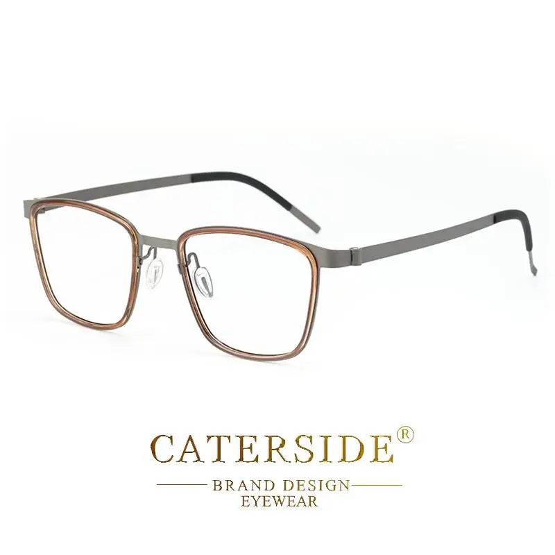 CATERSIDE Retro Quadratische Männer Brille mit Hochwertigen Titan Rahmen Lesen Optische Gläser Frauen Täglich Anti Blaues Licht Gläser – Detail 9