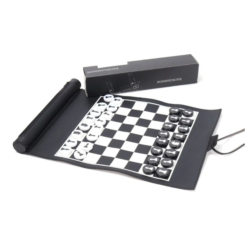 

Кожаная шахматная доска с акриловыми шахматными фигурами Портативный складной набор шахматной доски