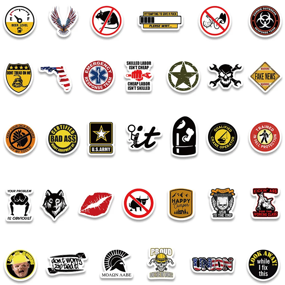 98-teiliges Lustiges Schutzhelm-Markenzeichen-Aufkleber-Set für Bauarbeiter, Motorrad, Auto, Werkzeuge, Laptop, Fahrrad, Geschenk-Sticker – Detail 4