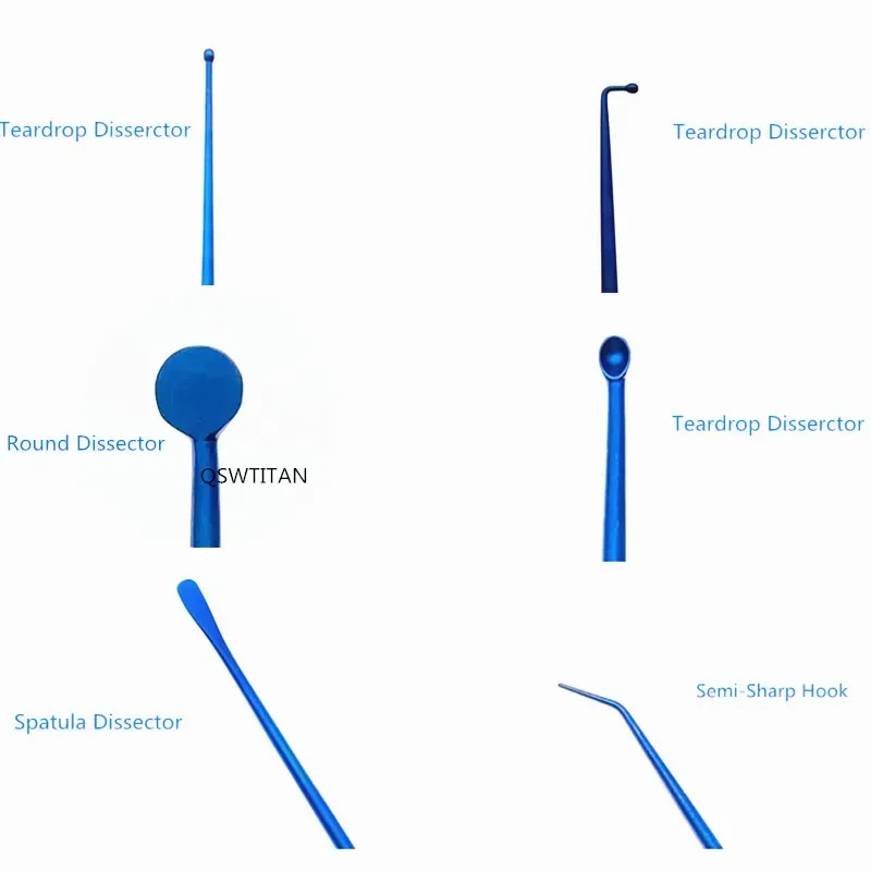 21cm Titanium Micro Nerve Hook Vessel Hook Micro Spatula Dissectors Curette Nerve Teardrop Disserctor