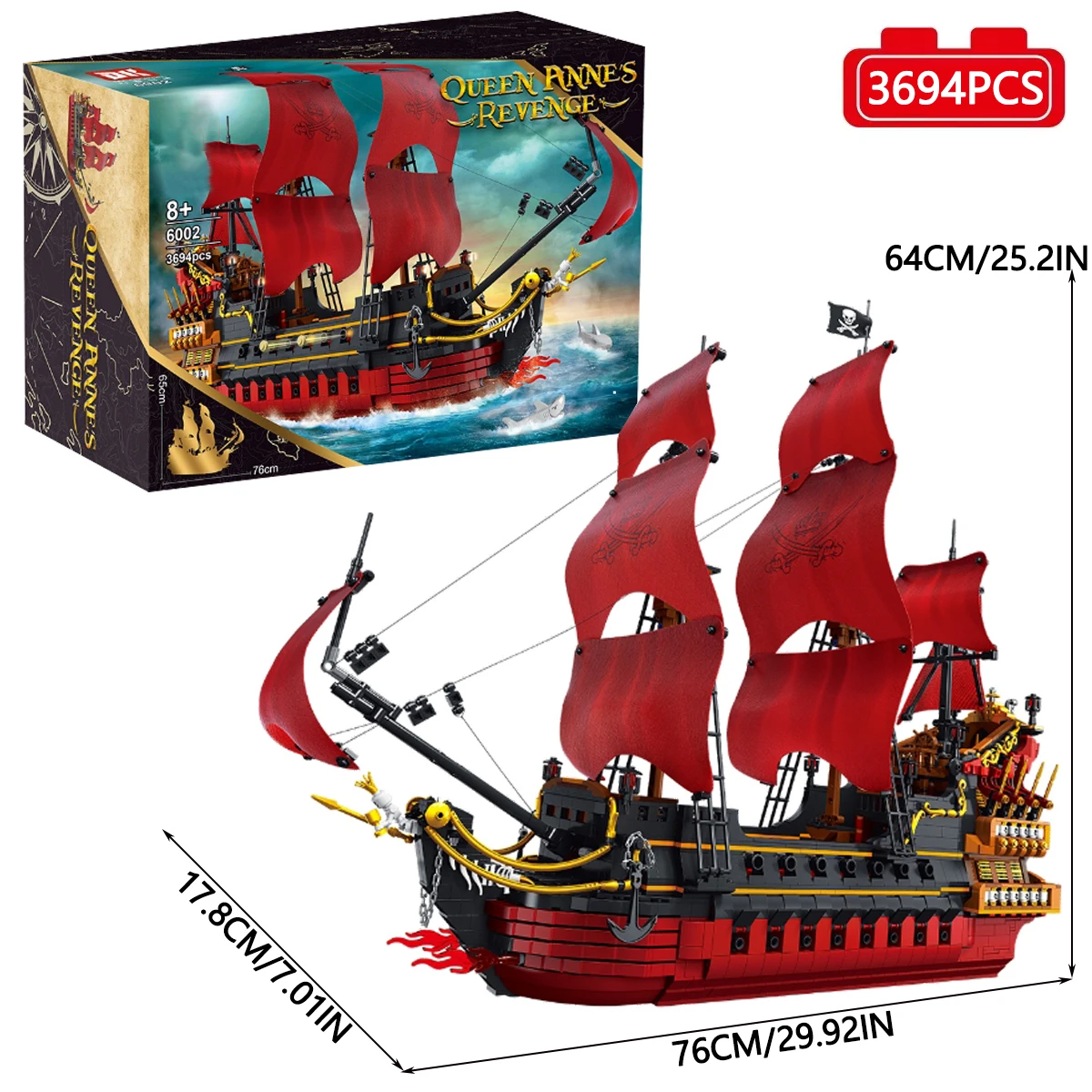 Nave Pirata Fantasma Con Luci LED Set Di Costruzione 1100 Pezzi - Giocattolo Per Bambini E Adulti, Idea Regalo Originale Per Compleanno E Ufficio - 3