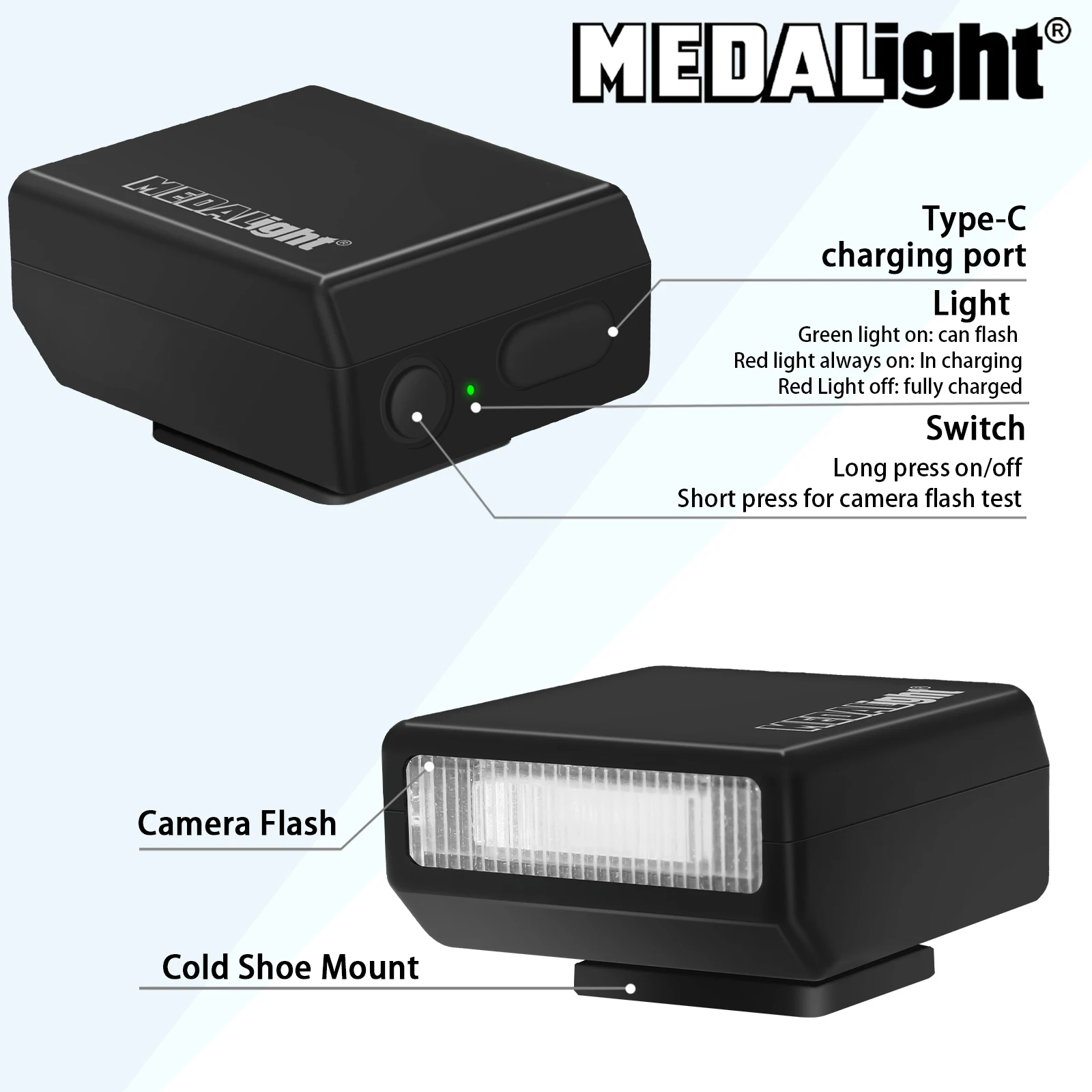 MEDALight F1 F1S Mini Camera Flash Speedlite Universal Hot Shoe Mount for Fuji/Sony/Nikon/Canon Cameras 4