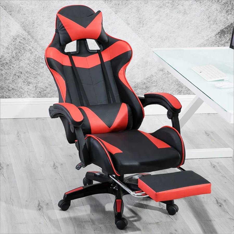 Cadeira de balanço de couro PU para jogos, gravidade zero, Cyber Cafe, computador, PC Game, cadeira de corrida com pé resto, barato