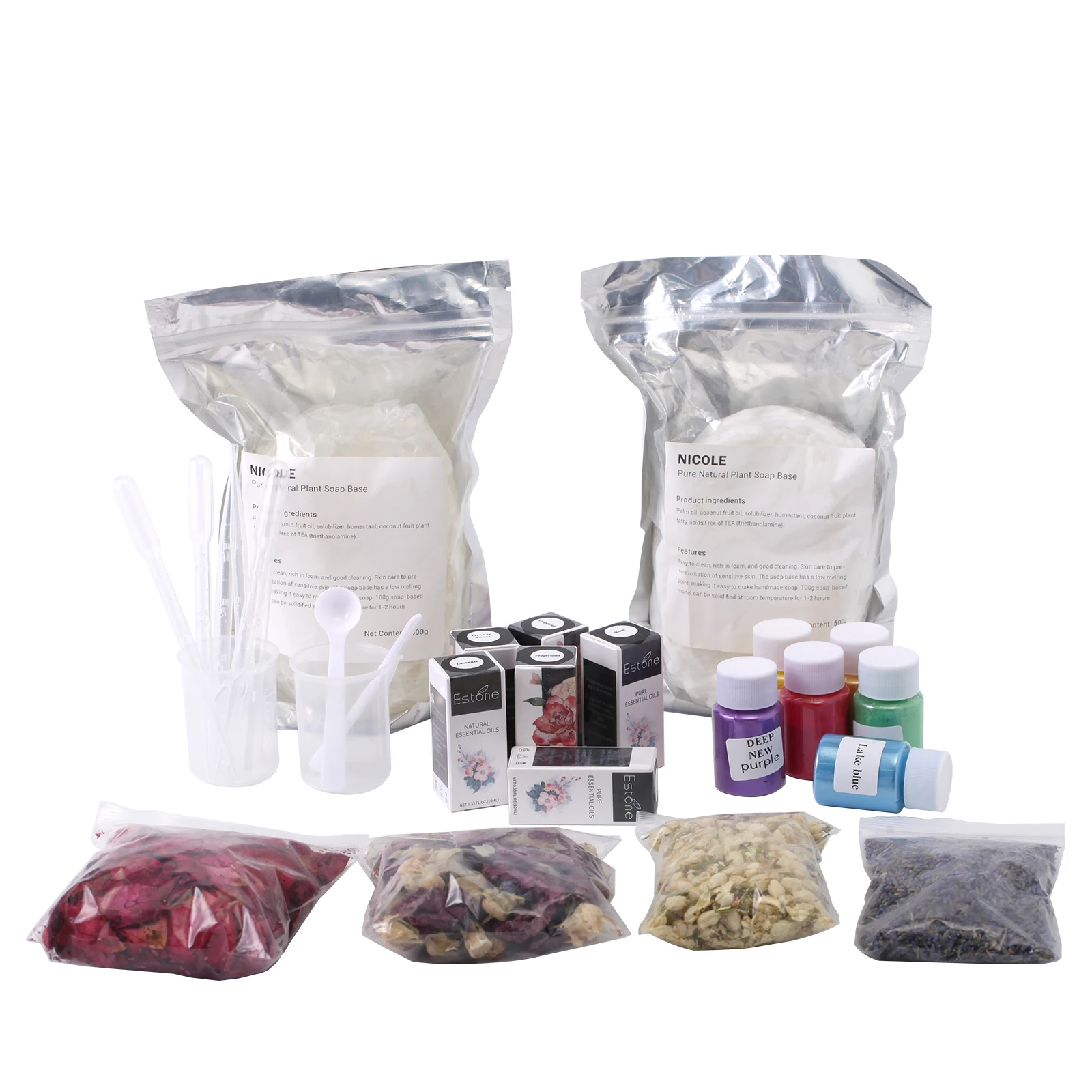 Handmade Soap Making Kit Supplies Soap Base Dried Flowers Essential Oils DIY Hot Process Set Gift