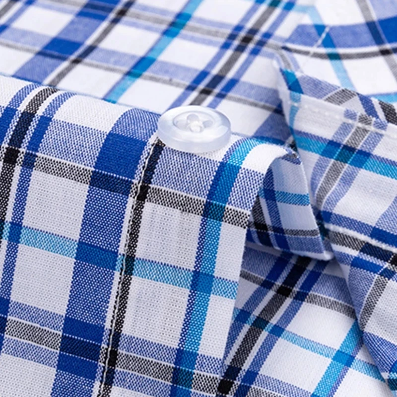 100% Cotton Men's Plaid Shirt Long Sleeve Spring Autumn Casual High Quality Slim Fit Button Up Social Dress Formal Home Male Top