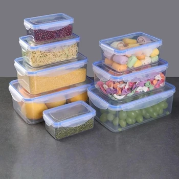 Sealed Rectangular Refrigerator Storage Box with Lid Plastic Trasparent Crisper Food Containers Stackable Food preservation box 1
