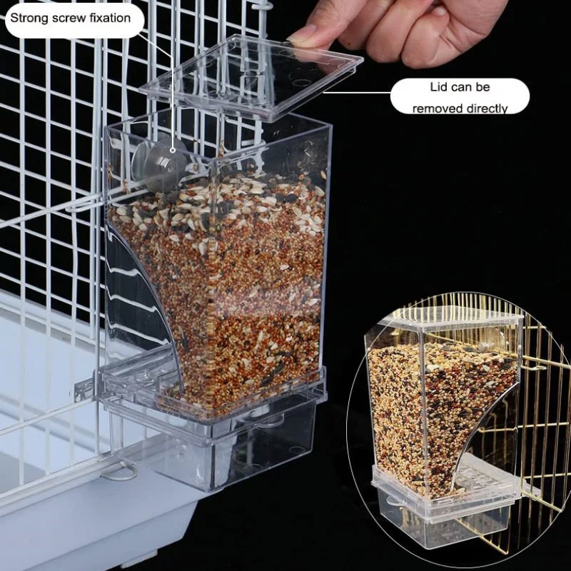 No Mess Bird Feeders Automatic Parrot Feeder Drinker Acrylic Seed Food Container Cage Accessories For Small And Medium Parakeets 5