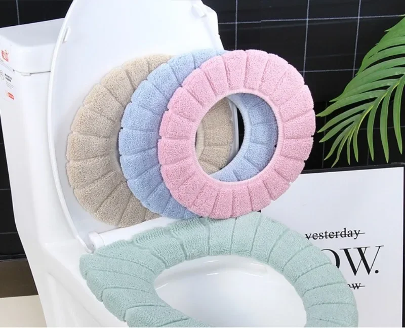 Description Picture 3 of item1-20PCS Toilet Seat Cushion Household Winter Thickened Plush Toilet Seat Cushion Warmer Seat Cushion Toilet Seat Cover