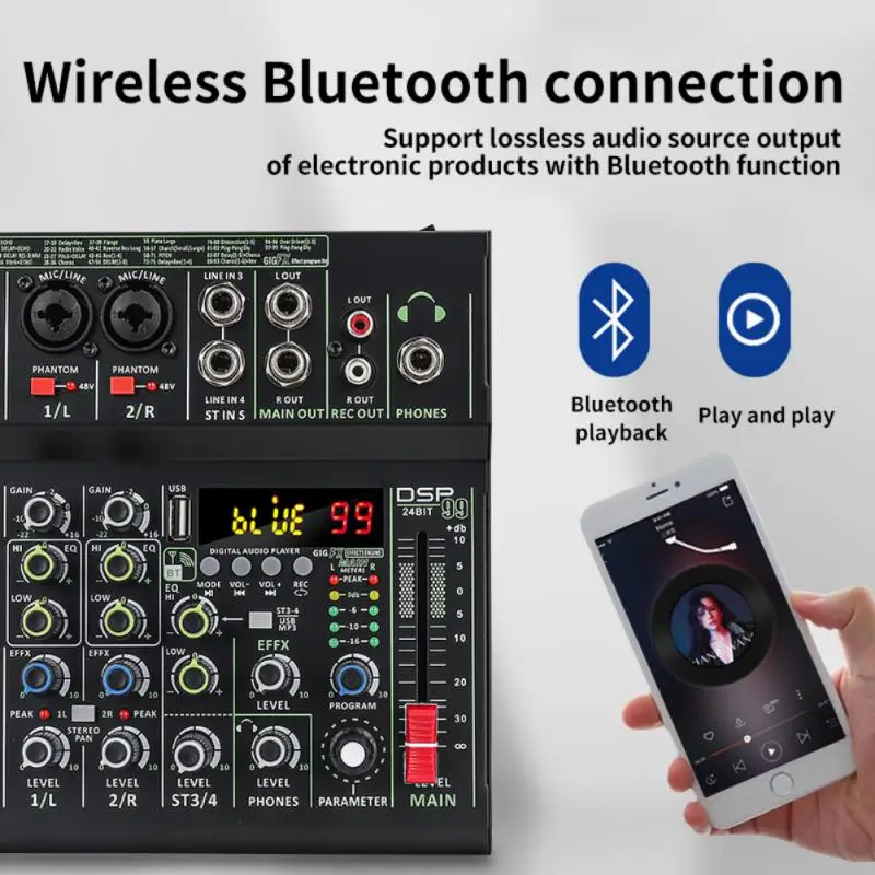 

Мини-миксер mancheс 4-канальной звуковой картой, USB консоль, DJ, караоке, смартфон, профессиональная компьютерная запись, 48 В
