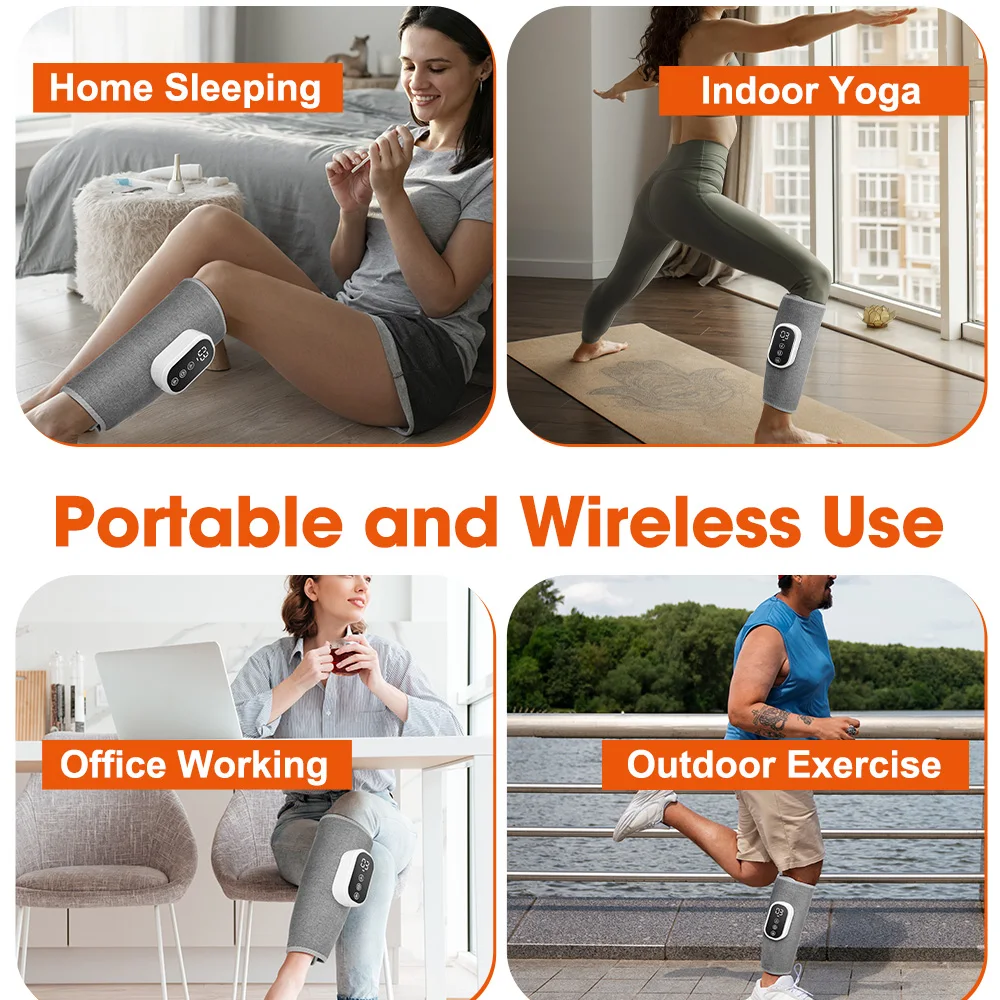 Grey Wireless Air Pressure Leg Massager for Relaxation