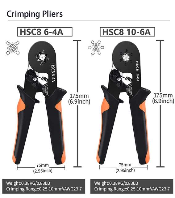 Pinza Crimpatrice Per Cavi - Con 700 Terminali, Per Cavi 0.5-6 Mm&sup2;, Regolazione Pressione