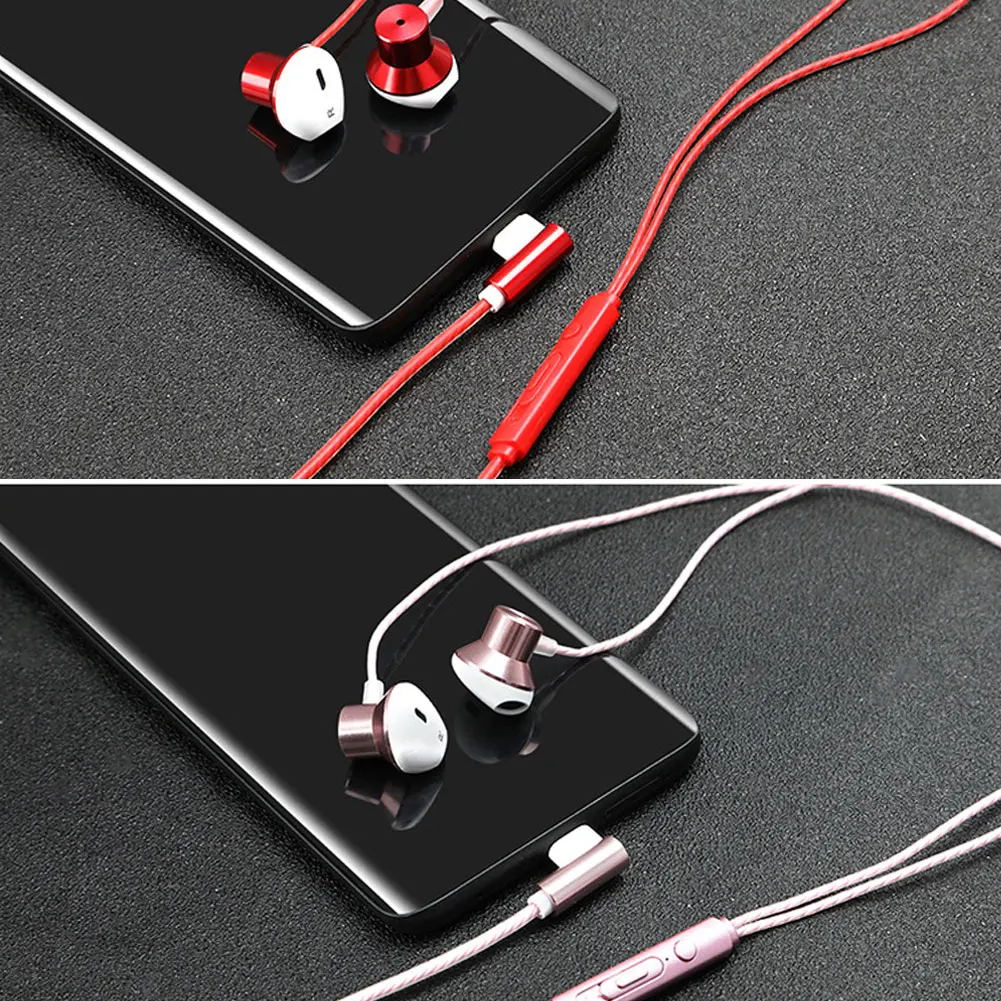 Ergonomic Metal Type C In-Ear Earphones Ergonomic Lightweight Metal Musical Earbuds Mobile Gaming Earphone Huawei