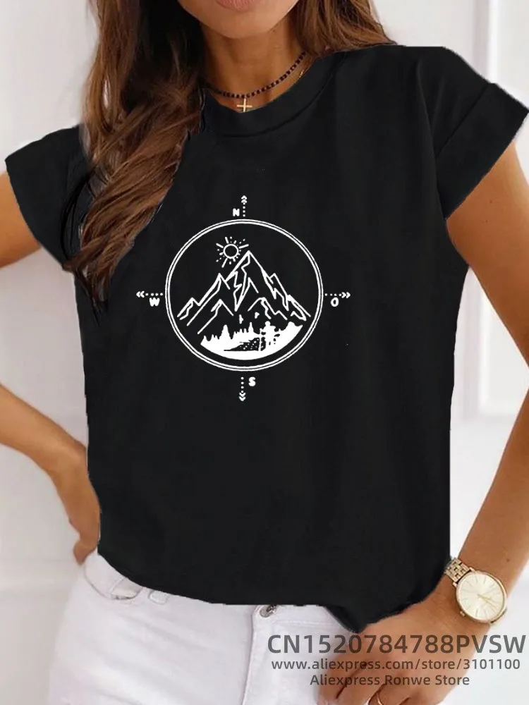 

Hiking Mountain Adventure Summer Workout Funny Camping Travel Compass T-shirt Y2k Tops Tee Trendy Casual 90s Vintage Clothes