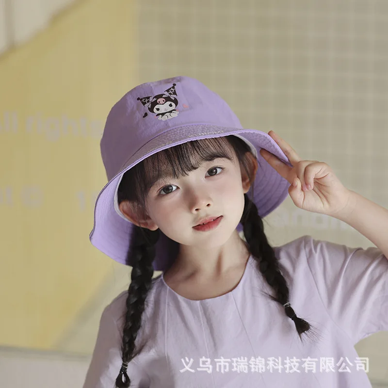 

Sanrio Hello Kitty Kuromi Anime Kawaii Fisherman Hat Summer Cute My Melody Cinnamoroll Ins Sun Protection Cap Gifts for Kids