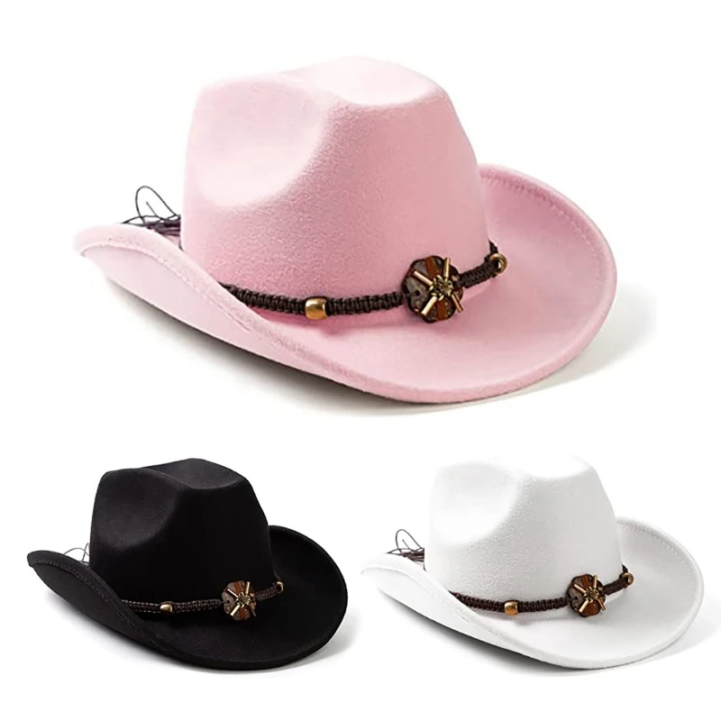 

Fashion Breathable Cowboy Hat Western Style Large Brim Hat Hats Fedora Felt Cowboy Jazz Hat Accessory Wide Curved Brim