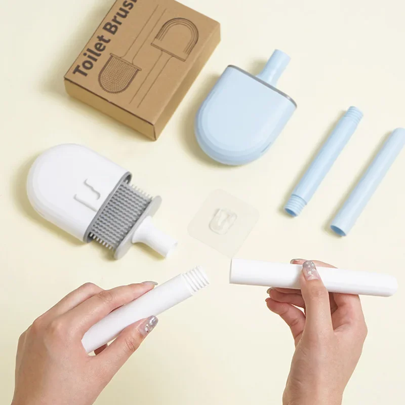 

Hanging Silicone Toilet Brush Cleaner with Long Handle Flexible Cleaner Bathroom Brush Quick Drying Holder Bathroom Accessories