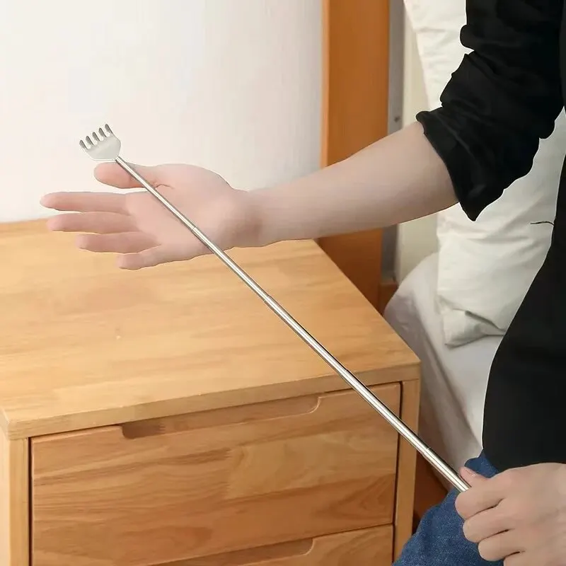 Practical Telescopic Pocket Scratching Massage Kit Stainless Steel Scratcher Handy Pen Clip Back Scratcher Relax Back Massager Back Scratchers Massage Tool
