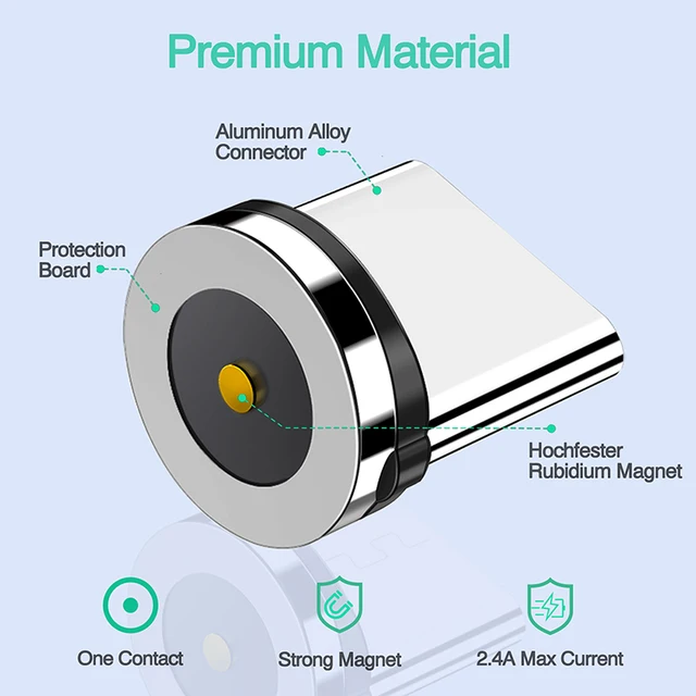 자석 교체 부품과 범용 마그네틱 팁을 지원하는 원형 마그네틱 케이블 C 타입 마이크로 USB 어댑터