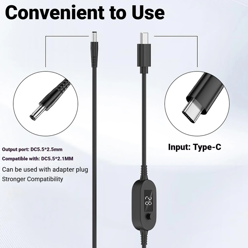 USB C-DC 전원 케이블 140W PD 타입 C-5V 9V 12V 15V 20V 28V 조절 가능 전압 어댑터 연결 케이블 (노트북, 라우터용)