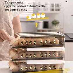 Caja de almacenamiento automática para huevos, contenedor de plástico, organizador, armario para nevera y cocina