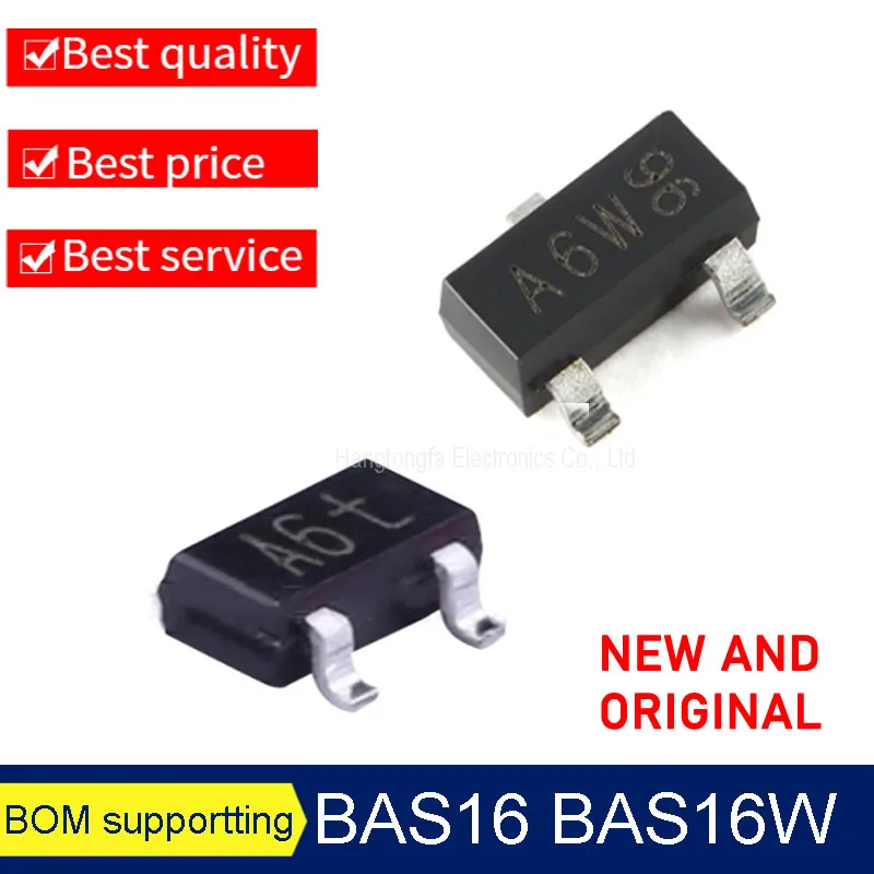 

100PCS/Lot Original BAS16 BAS16W Marking A6W A6t SOT-23 SOT323 A REEL SMD Triode NEW