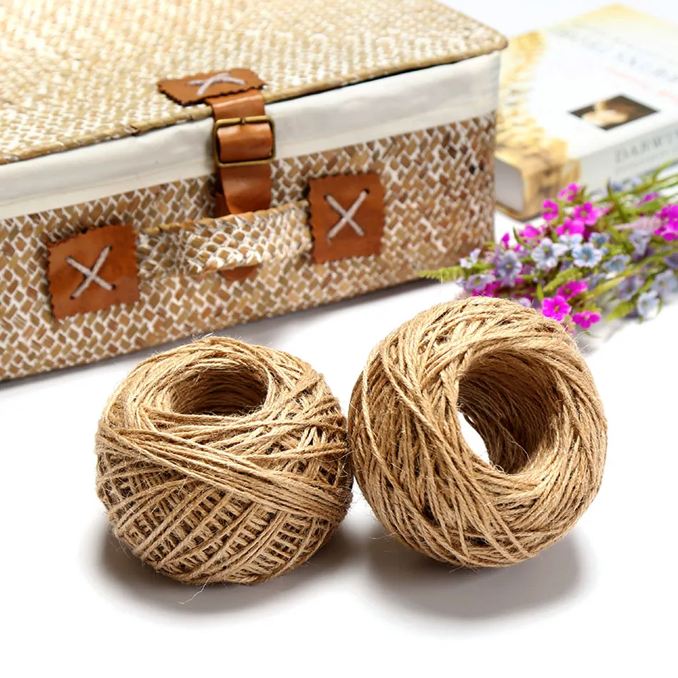 Jute Rope 30Meter Natural Jute Rope Cord Hemp Twine Home Wedding Decoration Burlap Ribbon Handwork Gift Christmas Birthday Party Wrapping