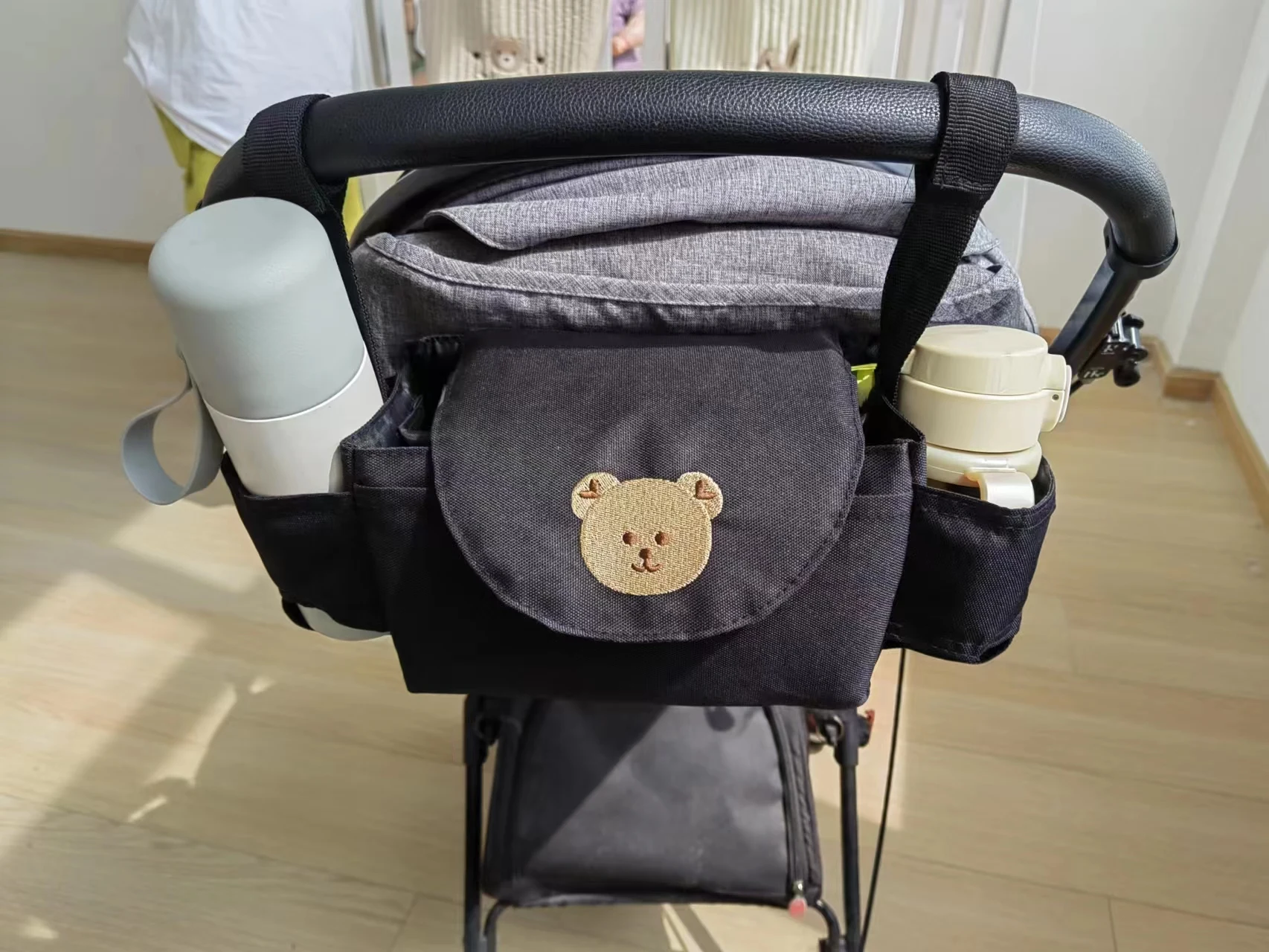 Sac De Rangement Pour Poussette Universel - Grand Format 75x45 Cm, Motif Ours, Multifonction Pour Maman Et Bébé