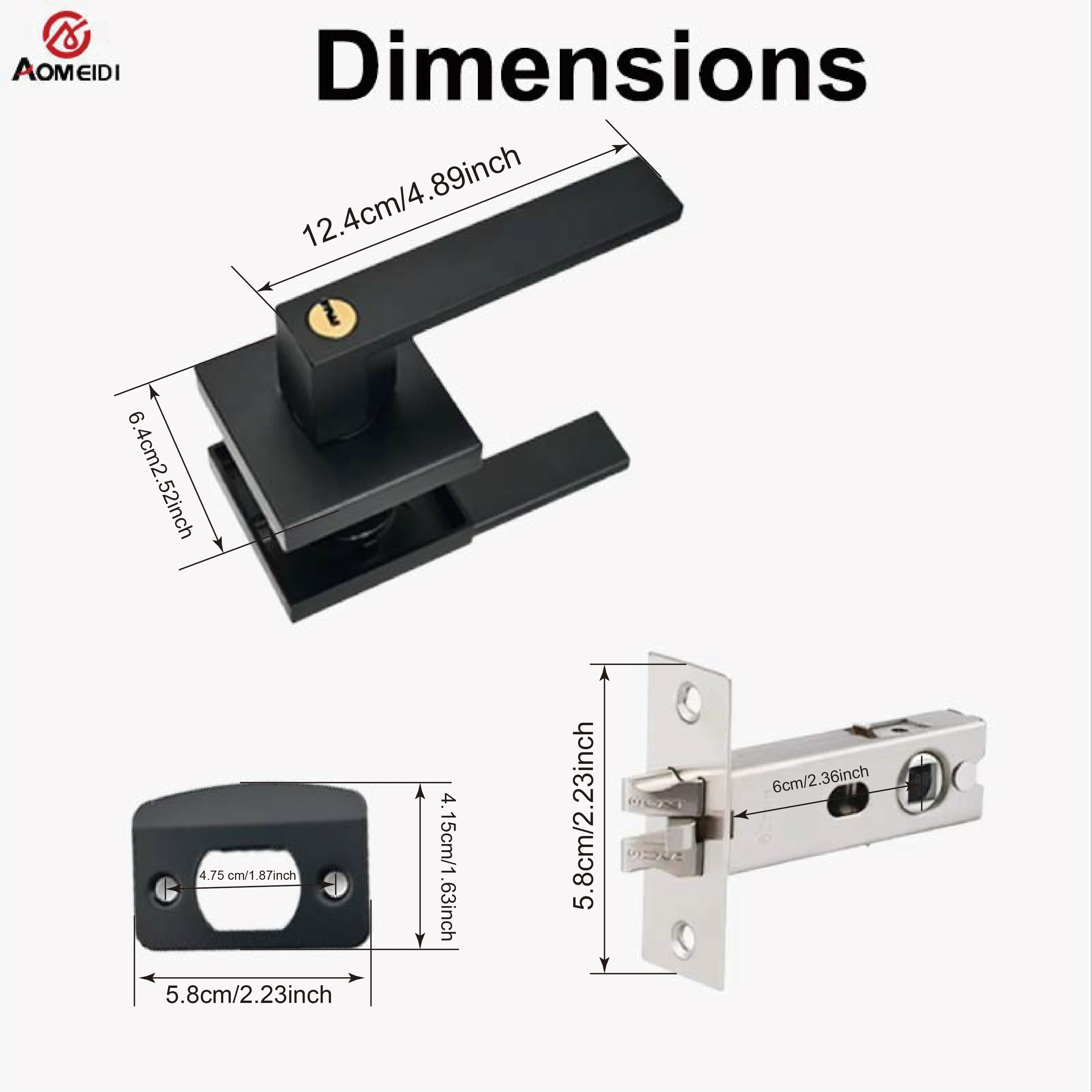 1 set matte black square doorknobs lock key heavy duty doorknobs for indoor/outdoor bathrooms/passageways