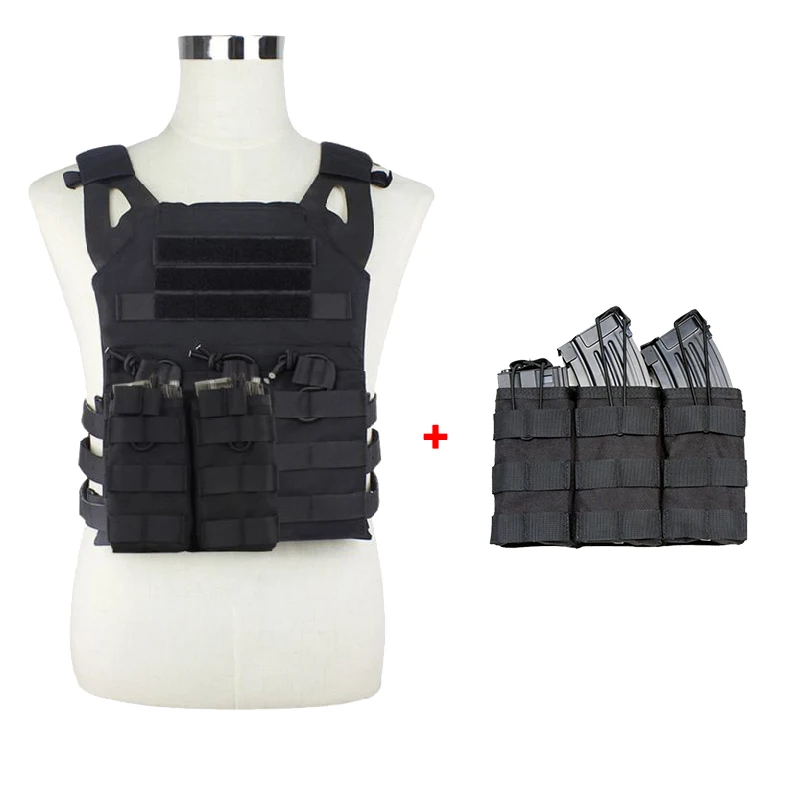 

JPC Hunting Tactical Vest Plate Carrier Body Armor MOLLE Outdoor CS Paintball Airsoft Vest with Mag pouch Gun Holster Adapter