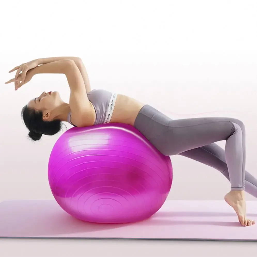 round PVC Yoga Ball Thickened Explosion-Proof Fitness Ball for Gym Exercise Balance and Pilates for Pregnant Women Children