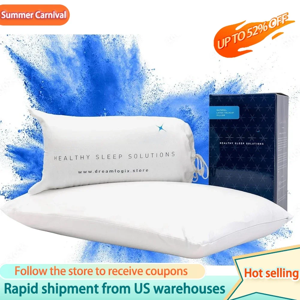 

Pillow Premium Talalay Natural Latex Pillow - Queen Size Soft Pillow for Sleeping Side Back & Stomach Sleepers Great Gift Home