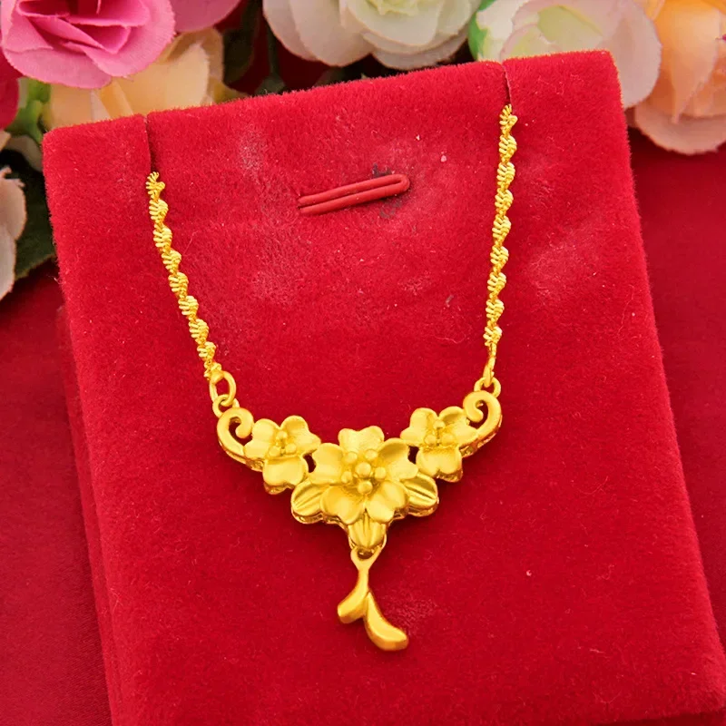 

100% Copy Gold Flower Necklace Vintage Long Indian Wedding Engagement Set Bridal Jewelry Female Exaggerated Accessories