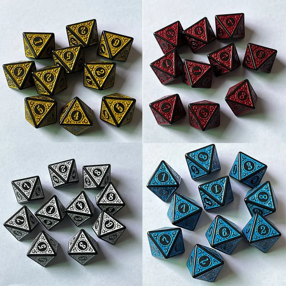 10PCS 8 Sided Glitter Polyhedral Iidescent Game Accessory Dice Set Dice Games