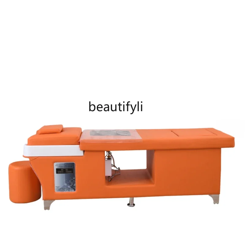 Head Therapy Bed Shampoo Chair with Massage Fumigation Hair Salon Barber Beauty Salon Special customized shampoo and haircut special flushing bed hair salon simple ceramic basin full half lying cream wind with light