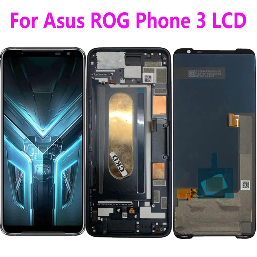 

6.59" AMOLED For Asus ROG Phone 3 LCD Display Touch Screen Panel Digitizer Screen Replacement For Asus ZS661KS LCD With Frame