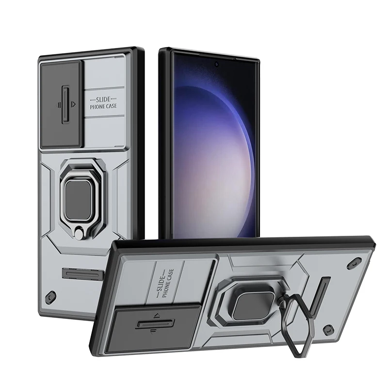 Armor Phone Case With Camera Slider Ring Stand For Samsung_voghion.com