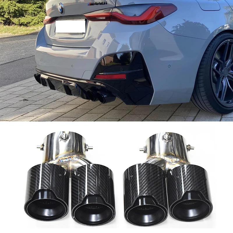 Carbon Fiber Exhaust Tip For BMW G22 G23 G26 M440i 2021 2022 Dual M
