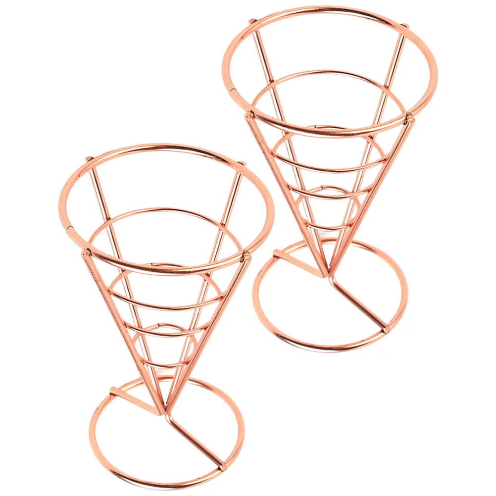

Stainless Steel French Fry Stands Cone Metal Wire Snack Snack Tray Appetizer Serving Racks Kitchen Table decoration accessories
