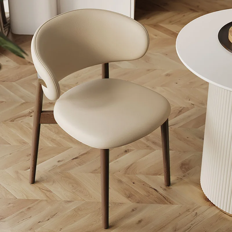 

Wooden Leather Dining Chairs Nordic Modern Comfortable Makeup Office Designer Ergonomic Chairs Lounge Cadeiras Furniture WJ30XP