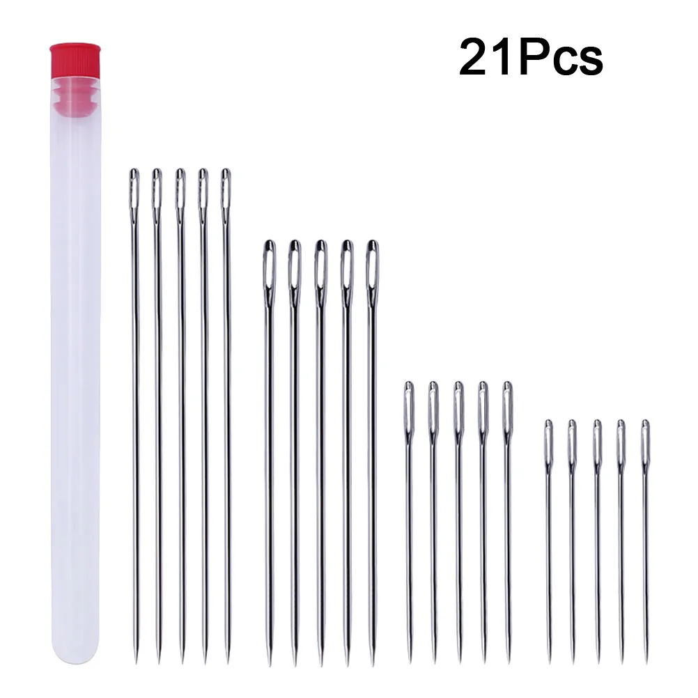 20개 스티치 바늘 세트, 큰 눈구멍 긴 바늘, 다양한 길이, 바느질, 뜨개질, 수공예용 스티치 바늘
