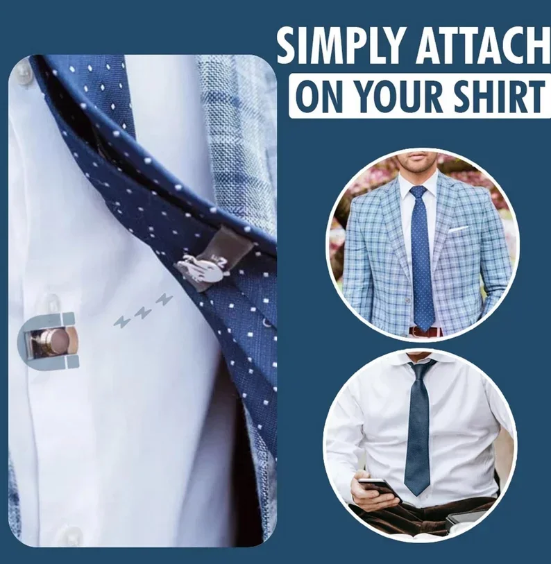 1 Set Casual Office Easy Install Portable Daily Invisible Magnetic Tie Clip For Men Party Business Multifunction Durable