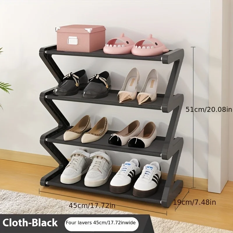 4-Tier Pink Z-Shaped Shoe Rack-Floor-Mounted Storage Rack for Living Room Bedroom & Entryway Shoe Storage Organizer