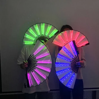 Beautiful Costumes Accessory Props Hand Fans 7 Colors For Choice Men Women Cool Decorative Glow Fan Light Up Disco Dance Night