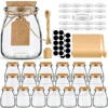 Glass Jars with Lids - Yogurt Jars with PE Lids & Cork Lids & Wooden Spoons &  Chalkboard Labels 100ML 1