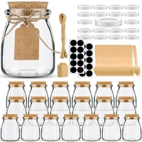 Glass Jars with Lids - Yogurt Jars with PE Lids & Cork Lids & Wooden Spoons &  Chalkboard Labels 100ML 1