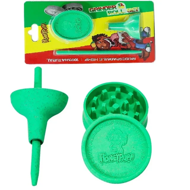 R&R Dry Herb Grinder Set with Cone Rolling Paper Filling Funnel Horn Tube Filler Tool Herbal Crusher DIY for Smoking Accessories