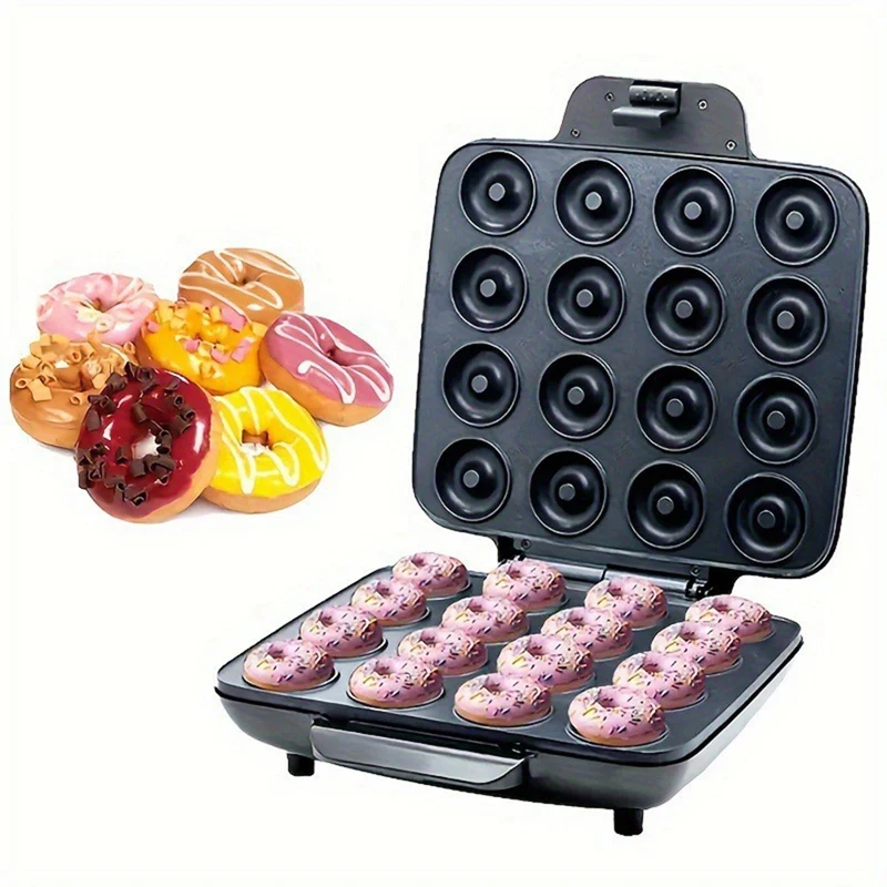 Mini Donut Maker Machine, 16 Buracos, Máquina Donut para Pequeno-almoço Kid-Friendly, Mini Panquecas, Fácil Instalação