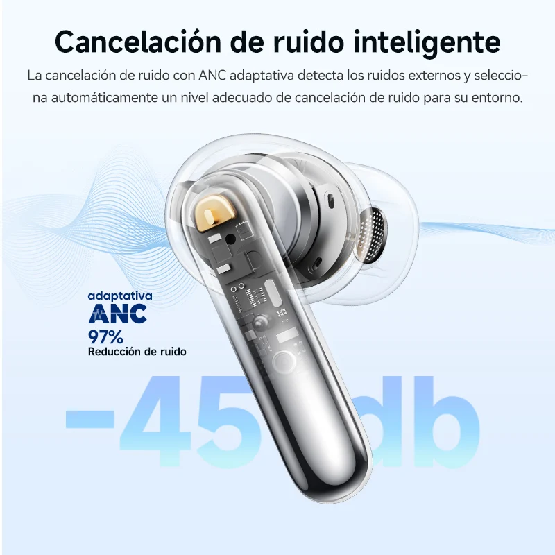 QCY Melobuds N50 — Auriculares Bluetooth 5.4, ANC Adaptativo, 6 Micrófonos, 28h Batería 2