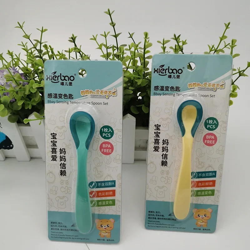 Silicone Feeding Spoon Silicone Cutlery Set Learning Spoons Fork Spoon Set Baby Cutlery Silicone Change Color Temperature Sensing Baby Soft Feeding Spoon Toddler Tableware BPA Free Babies Accessories Feeding Tools