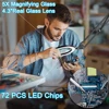 5X Magnifying Glass with Light 2-in-1 LED Lighted Magnifier 3 Color Modes Stepless Dimmable Hands Free Magnifying Desk Lamp 2